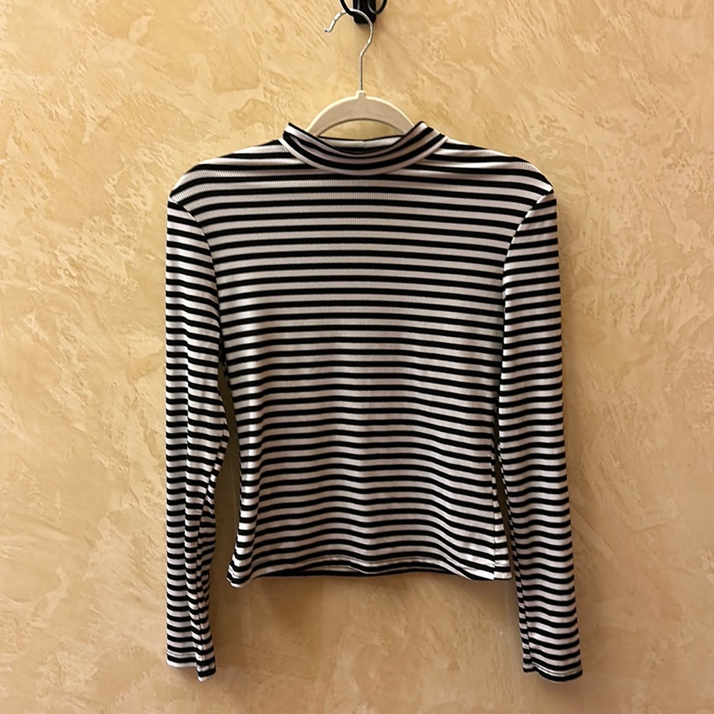 Shein mock neck striped top